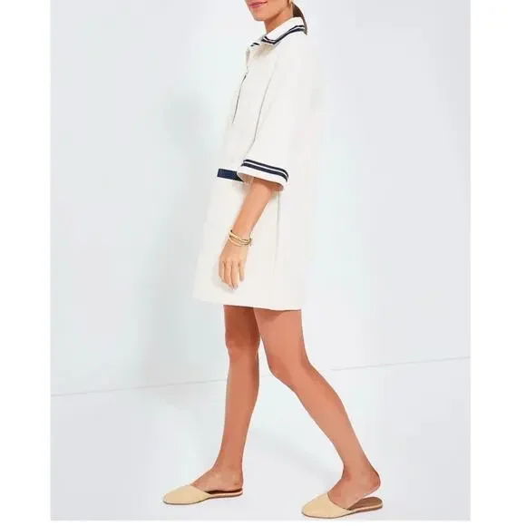 NWT Tuckernuck Pomander Place Hart Shirt Dress Mini Gardenia Tan Blue Large New - Picture 5 of 12